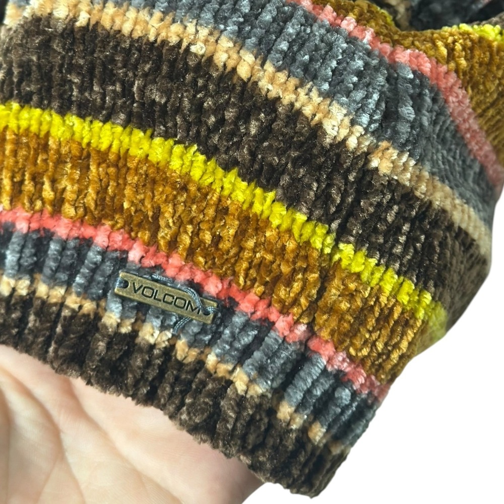 Volcom Retro Boho Velvety Striped Chenille Pullover Sweater Multi Color Womens M - Picture 5 of 7